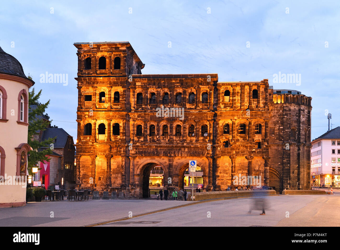 Germany, Rhineland-Palatinate (Rheinland-Pfalz), Mosel River Valley, Trier, Porta Nigra listed as World Heritage by UNESCO Stock Photo