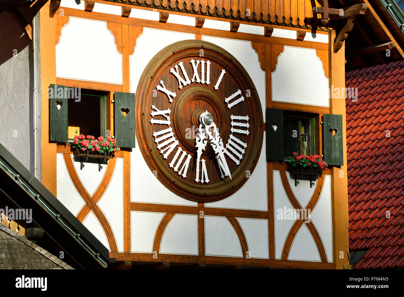 Germany, BadenWurttemburg, Black Forest, Triberg, Eble Uhren Park with world's largest cuckoo