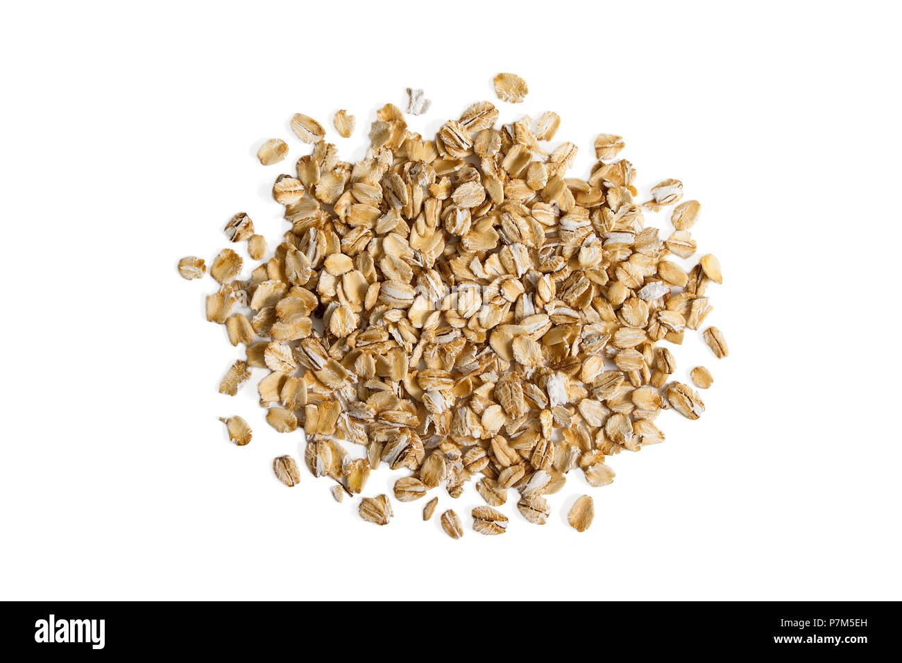 Pile of oats isolation on a white background from above. Stock Photo