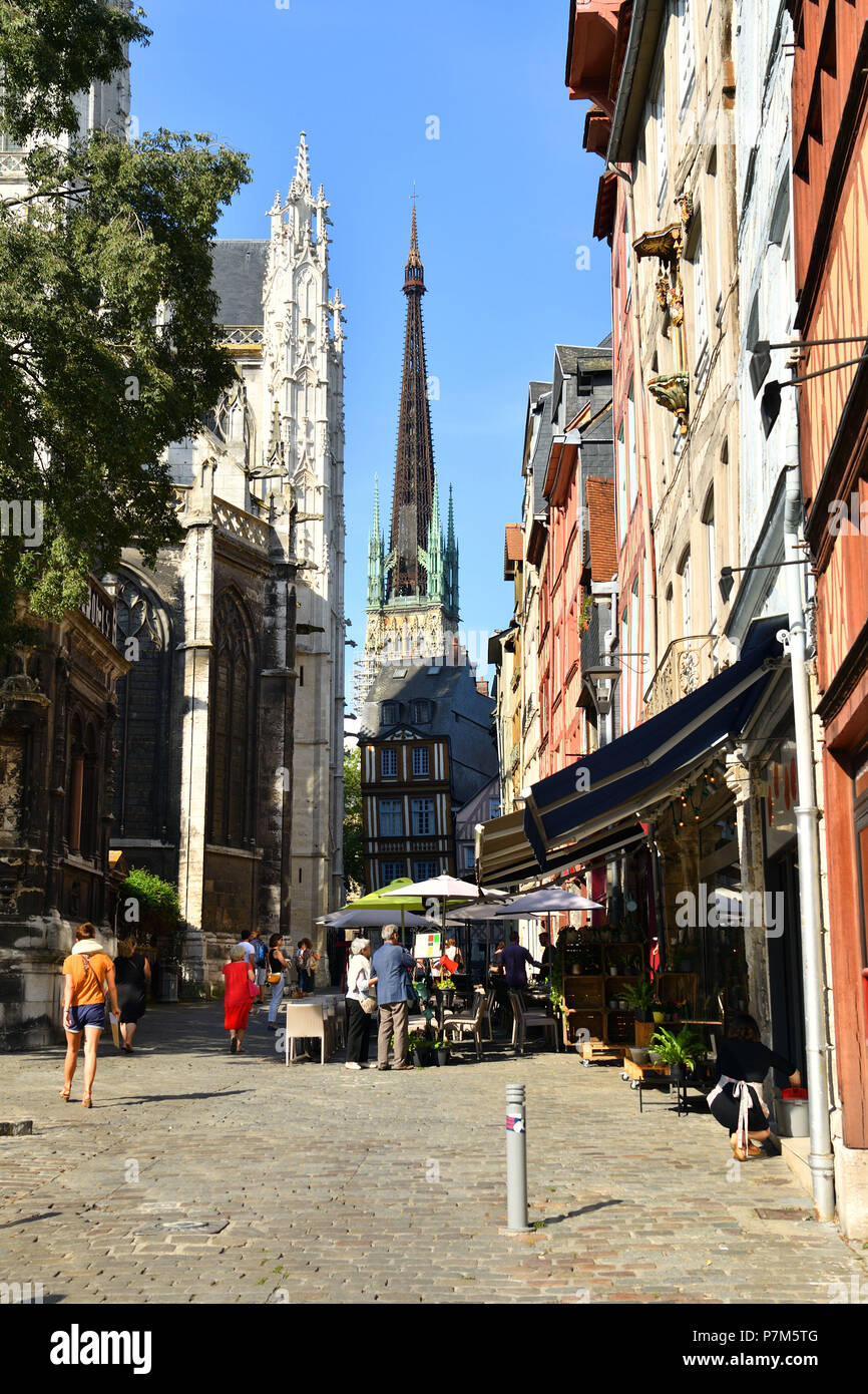 France, Seine Maritime, Rouen, the medieval street Martainville beside the St Maclou church Stock Photo
