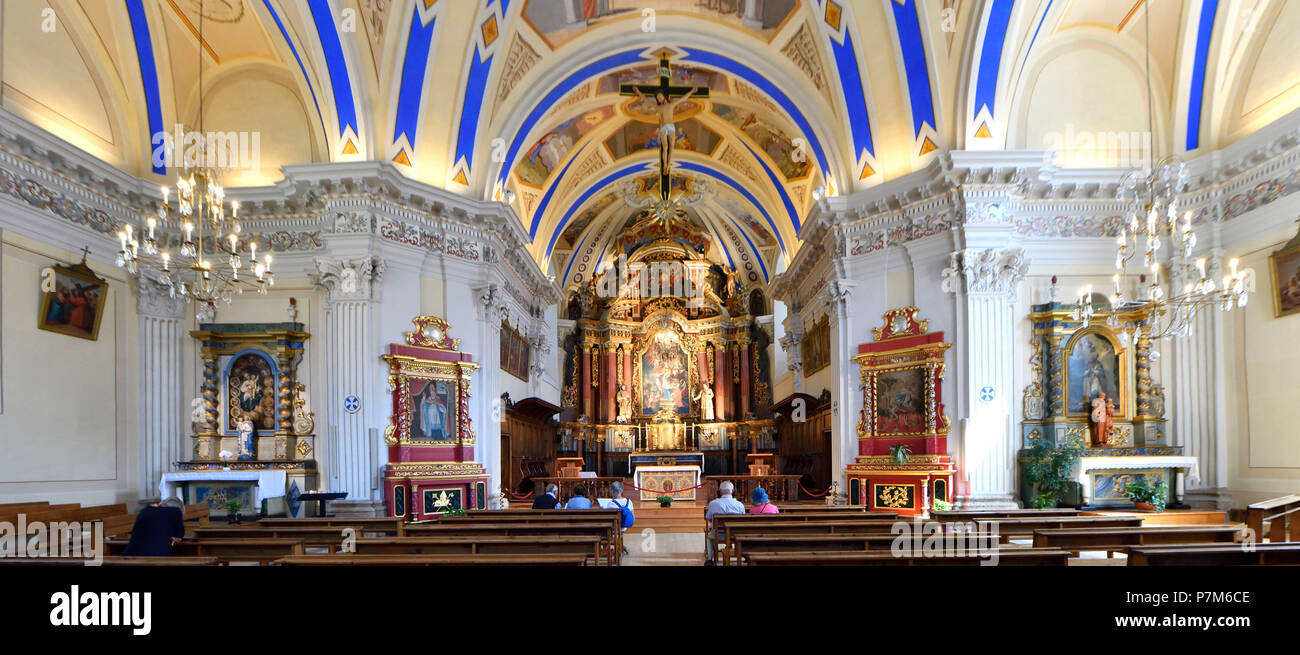 France, Haute Savoie, St Nicolas de Veroce, Les sentiers du baroque, St Nicolas de Veroce church Stock Photo