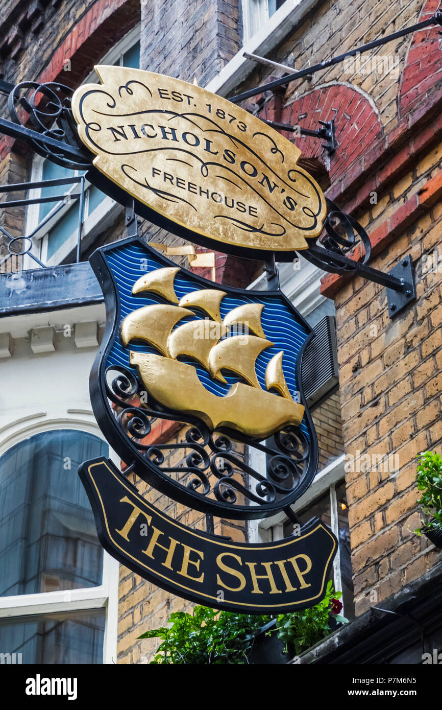 England, London, The City of London, The Ship Pub Sign Stock Photo