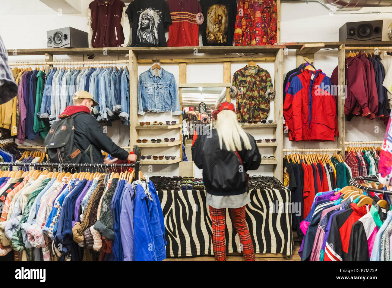 England, London, Shorditch, Brick Lane, Vintage Clothing Store Stock Photo