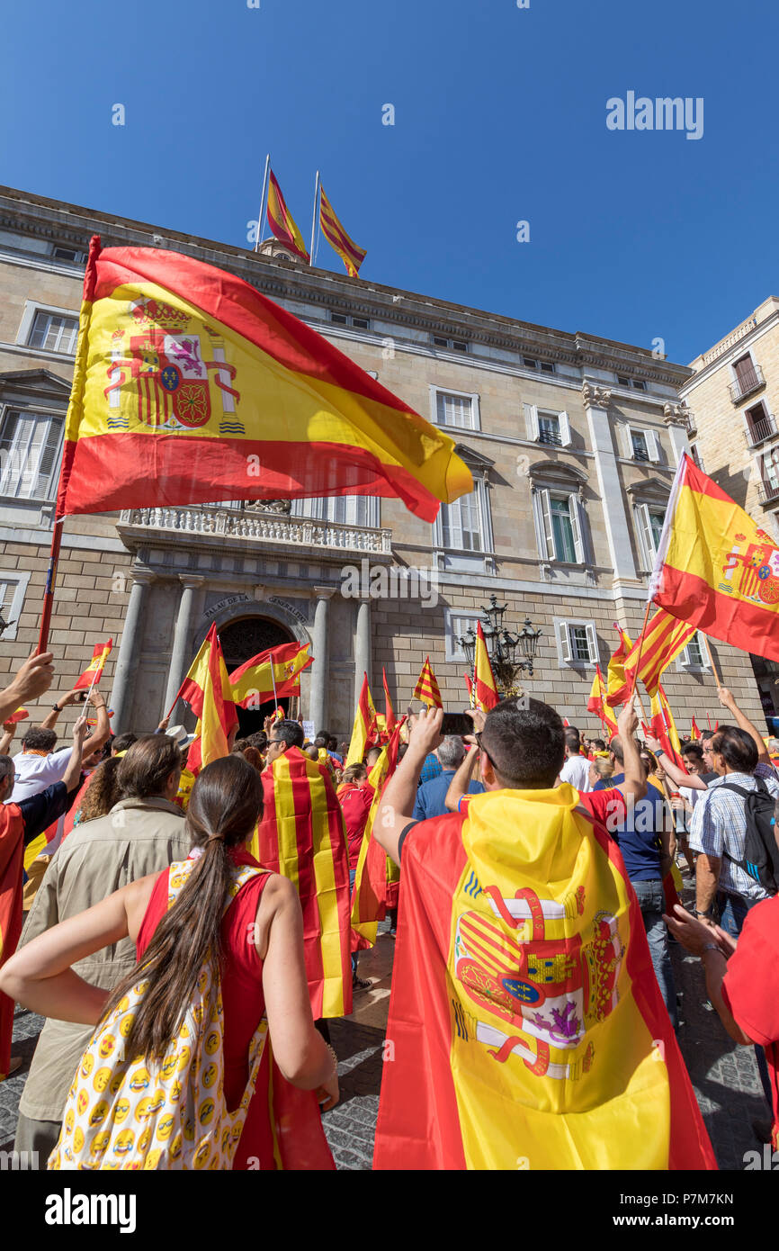 Activists protest and demonstration for independence, Barcelona, Catalonia, Spain Stock Photo