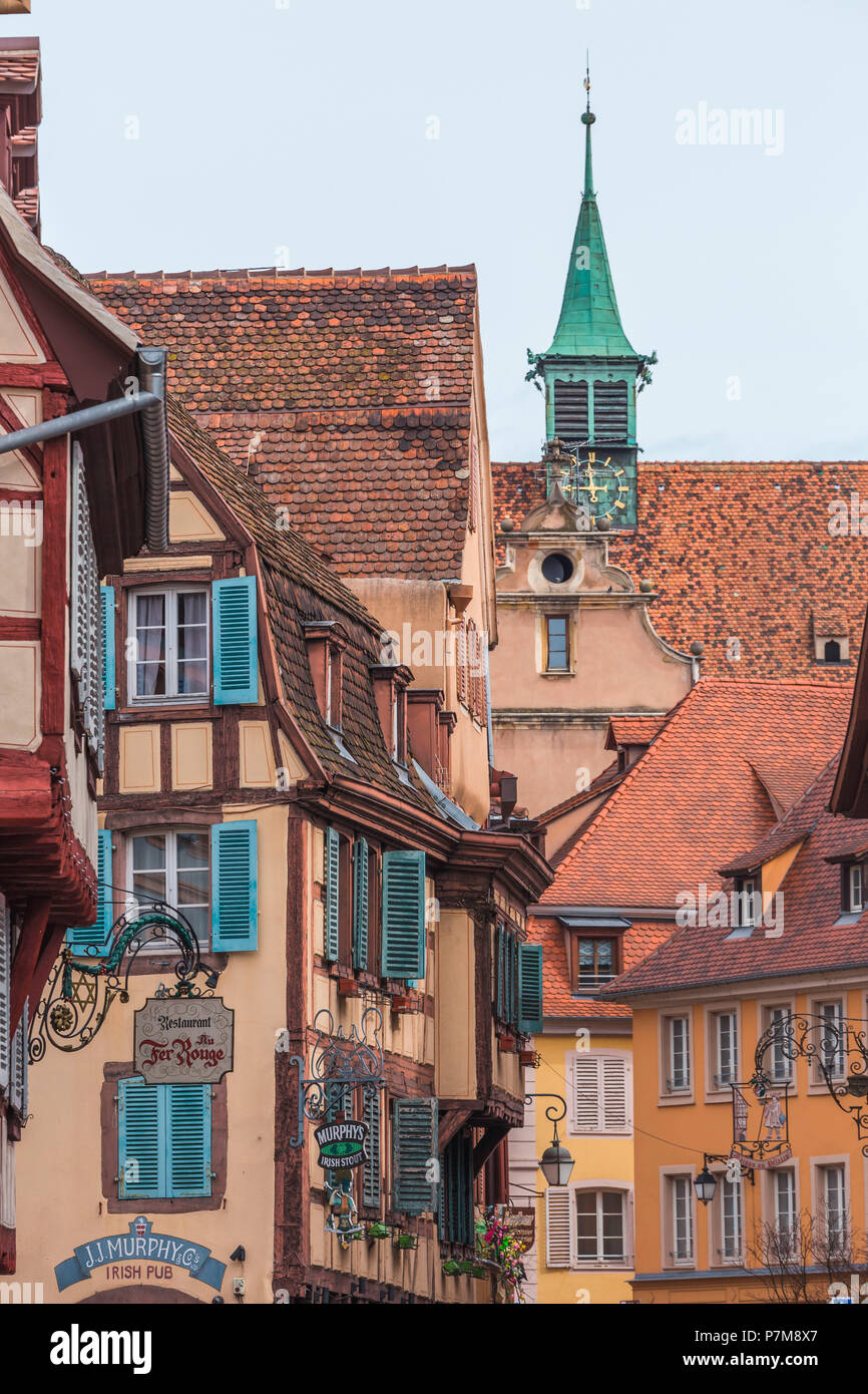 Colorful half timbered houses, Colmar, France Stock Photo