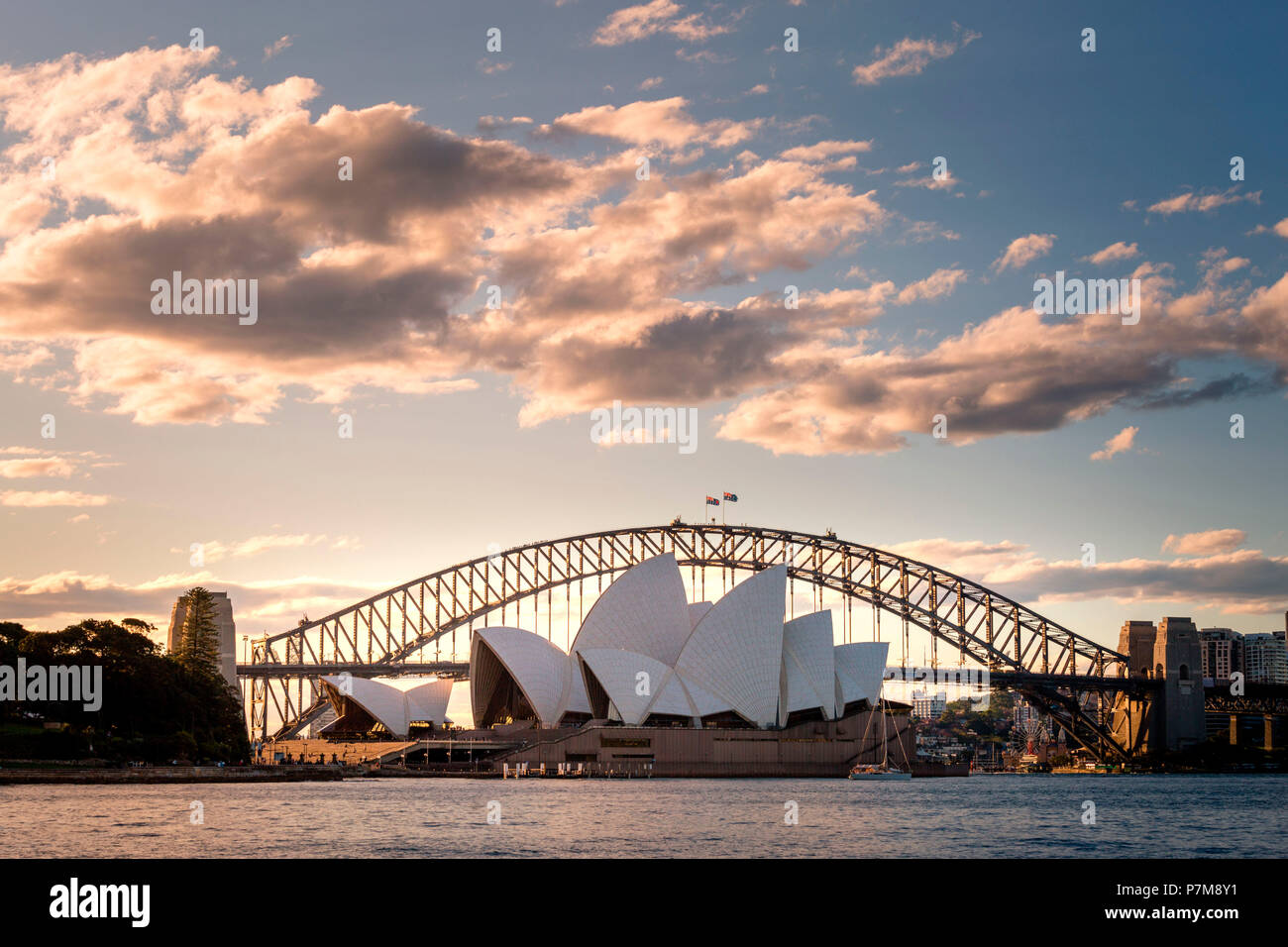 Opera House at sunset, Sydney, New South Whales, Australia Stock Photo