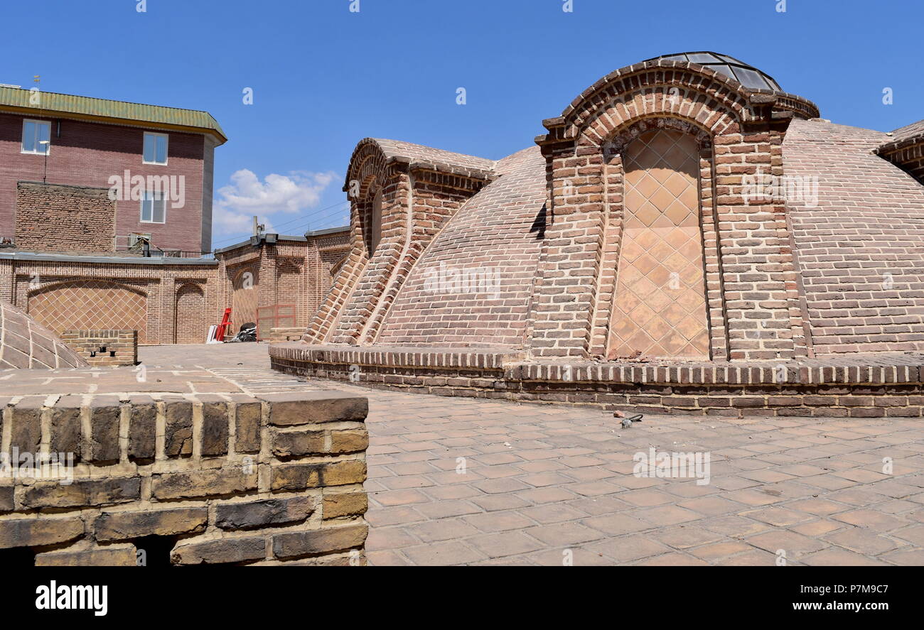 Old Middle East public baths rooftop view in Qazvin, Iran Stock Photo
