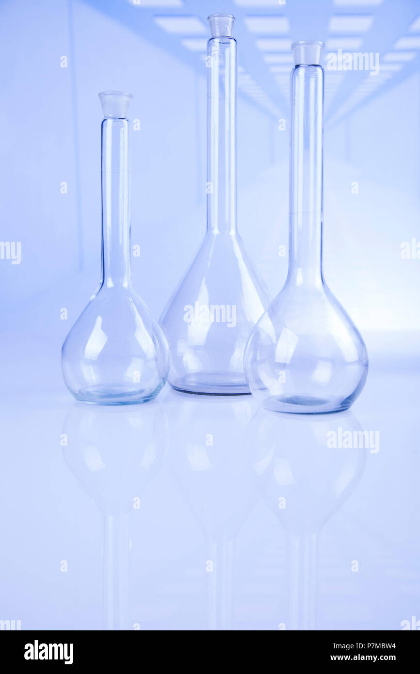 Chemistry science, Laboratory glassware background Stock Photo Alamy