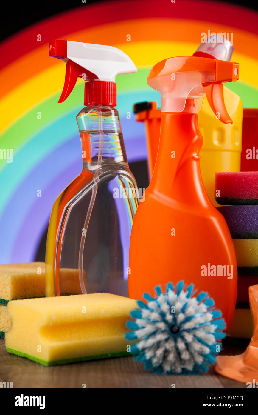 Variety of cleaning products Stock Photo - Alamy