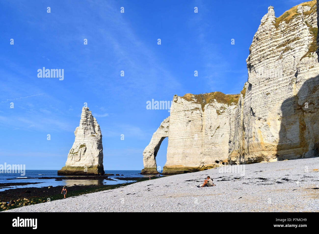 France, Seine Maritime, Caux, Alabaster Coast, Etretat, the Aval cliff ...