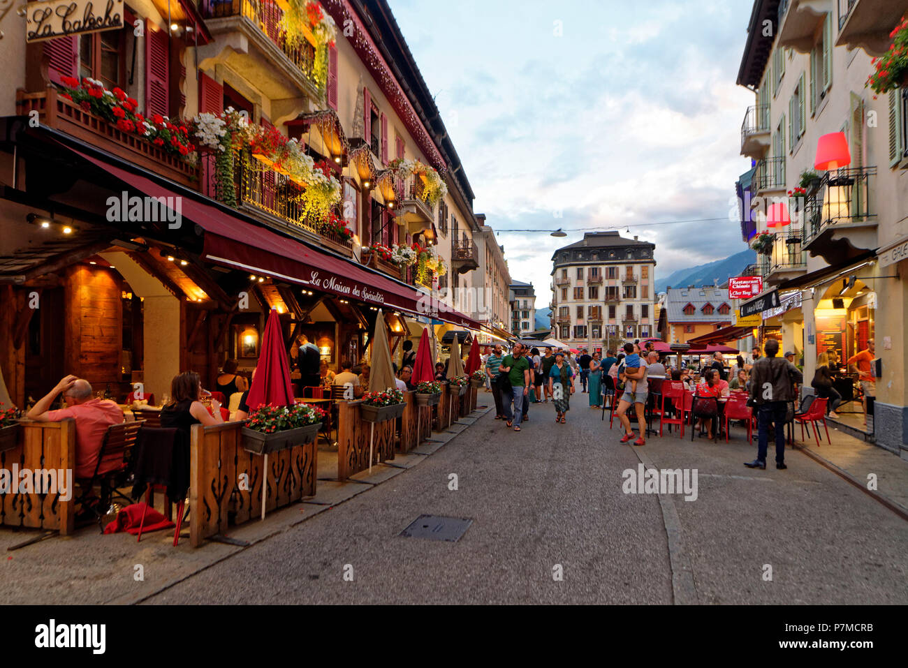 France, Haute Savoie, Chamonix town, pedestrian street Stock Photo