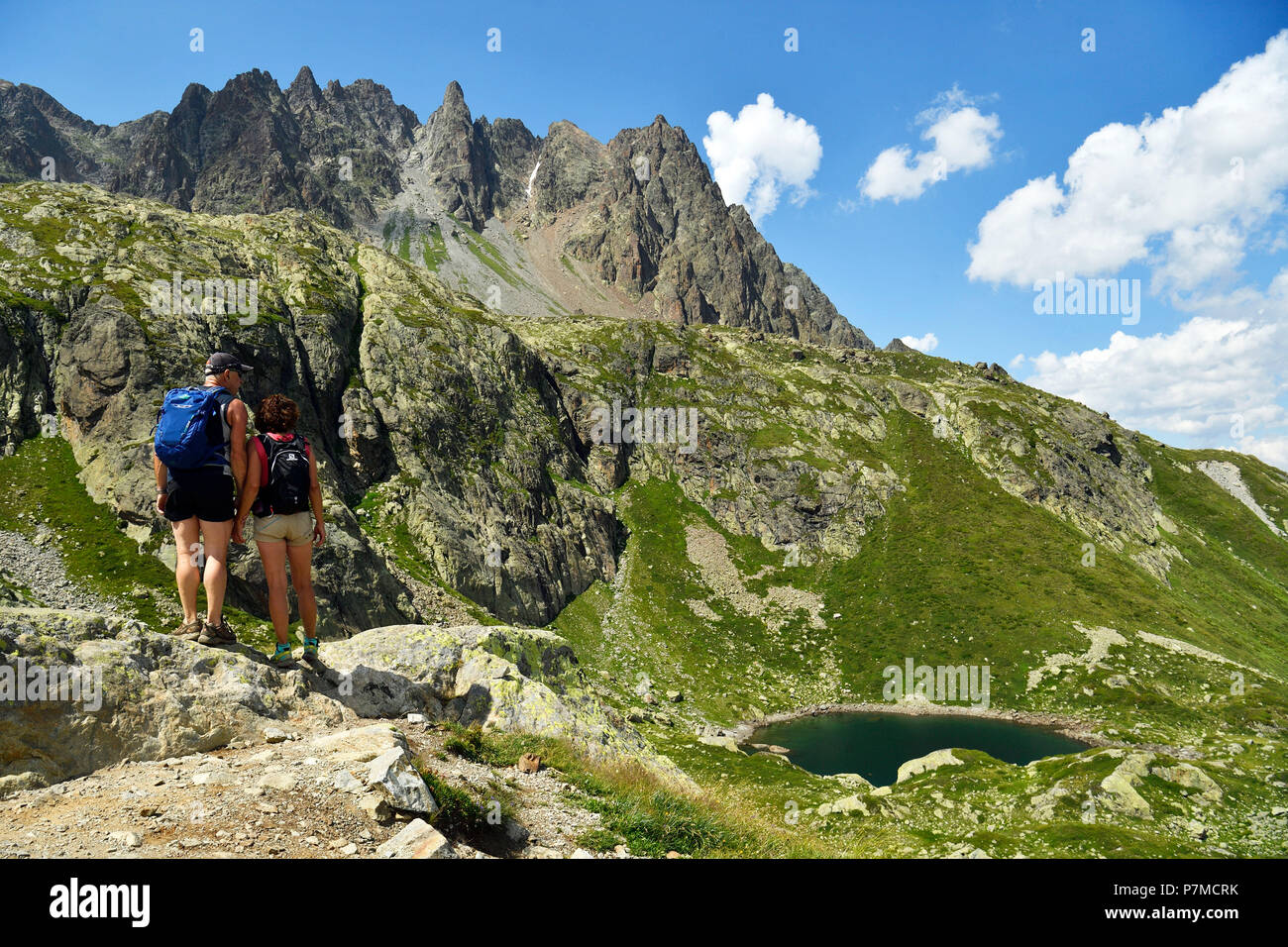 France, Haute Savoie, Chamonix Mont Blanc, lac des Cheserys in the Reserve naturelle nationale des Aiguilles Rouges (Aiguilles Rouges National Nature Reserve) Stock Photo