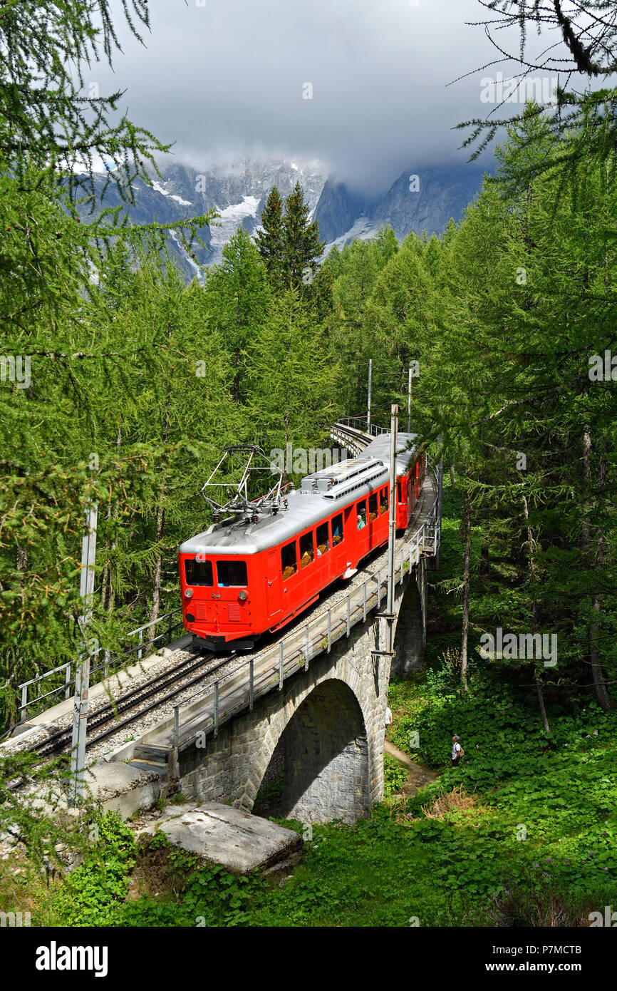France, Haute Savoie, France, Haute Savoie, Chamonix, the tourist train of Montenvers Stock Photo
