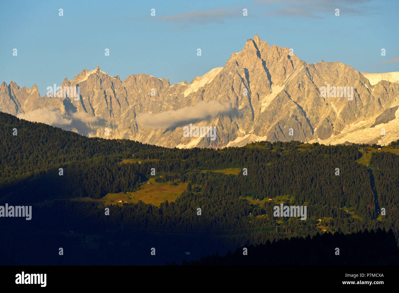 France, Haute Savoie, Chamonix Mont Blanc, Aiguille du Midi (3848m) Stock Photo