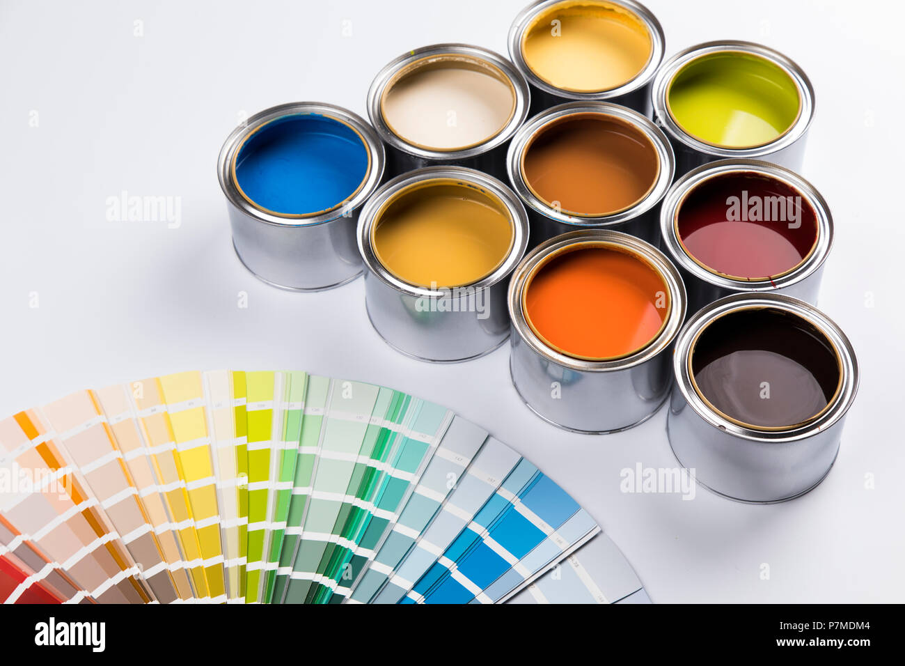 Paint cans color palette Stock Photo Alamy