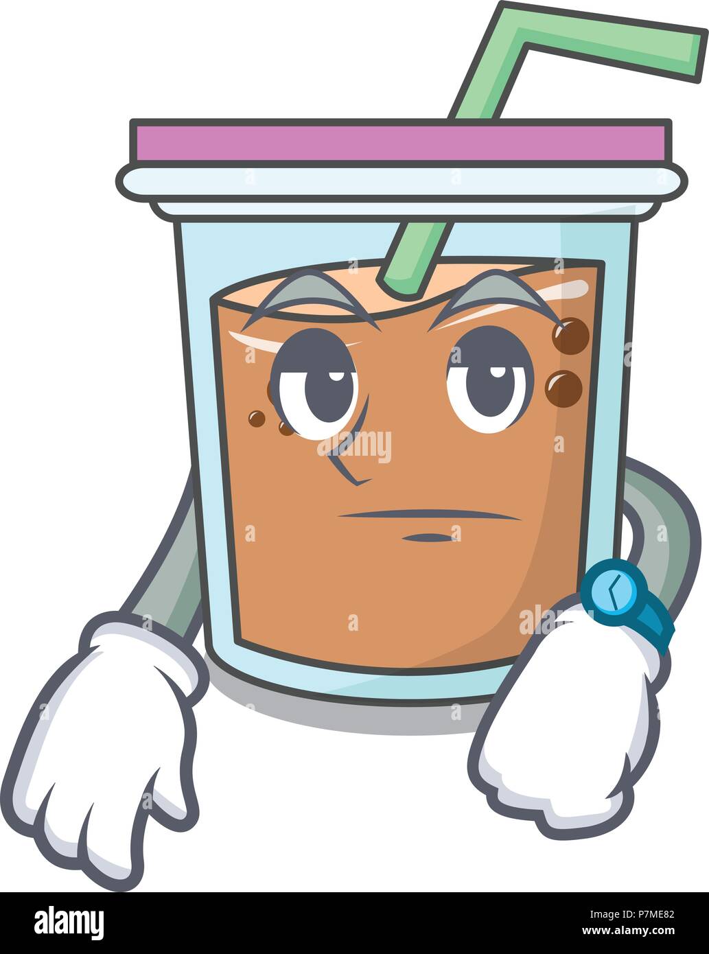 Waiting bubble tea mascot cartoon vector illustration Stock Vector ...