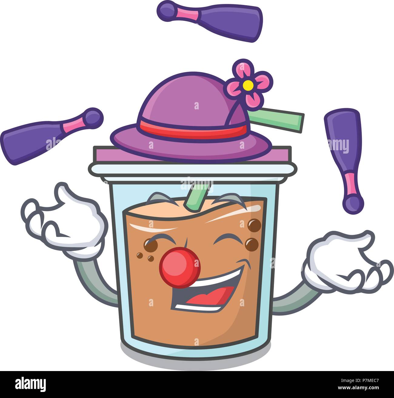 Juggling bubble tea mascot cartoon vector illustration Stock Vector ...