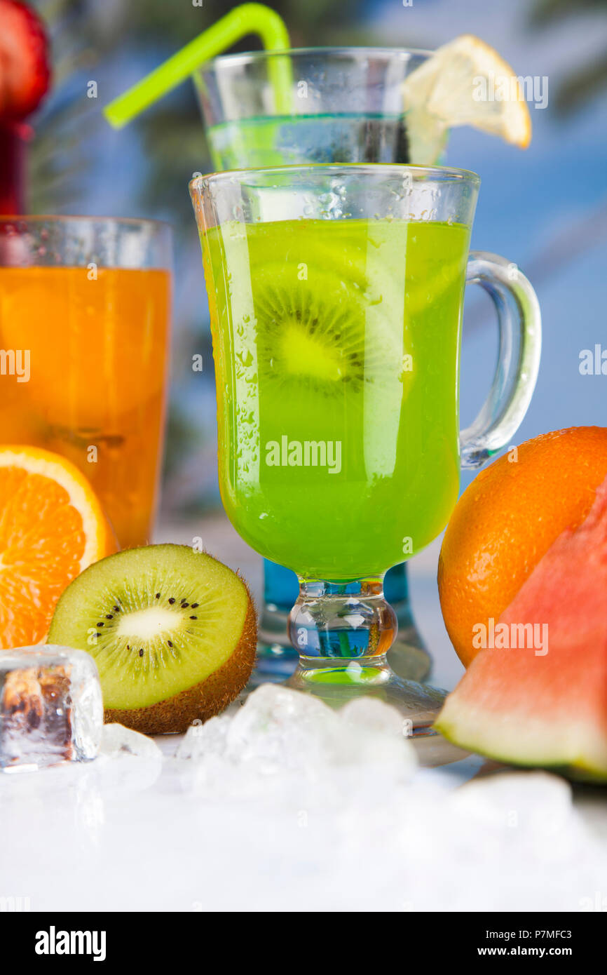Variety of cold drinks, Summer Stock Photo Alamy