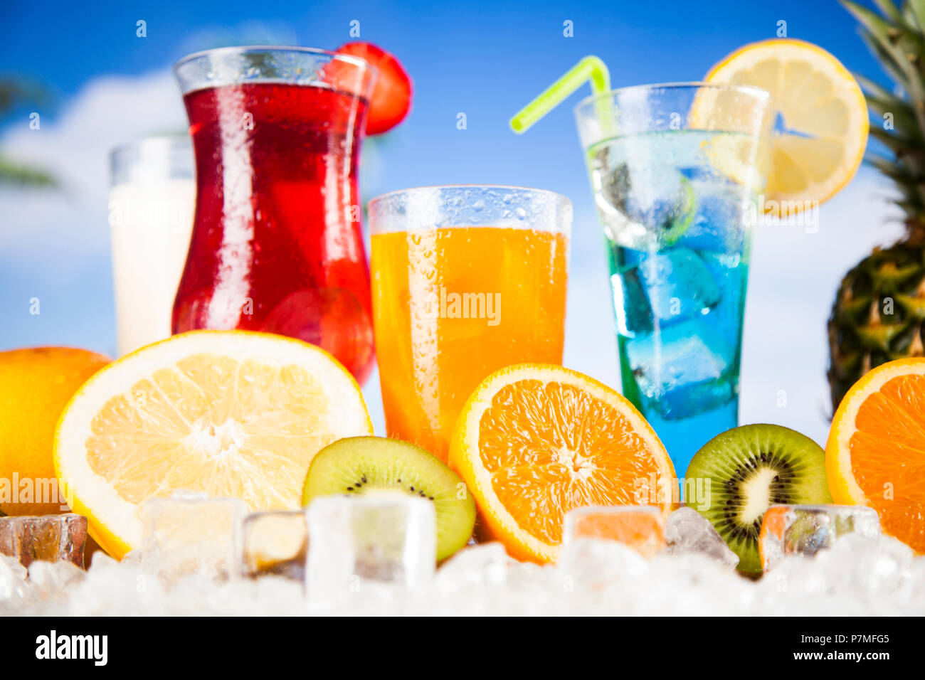 Variety of cold drinks, Summer Stock Photo Alamy