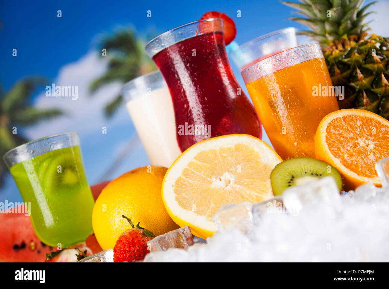 Variety of cold drinks, Summer Stock Photo Alamy