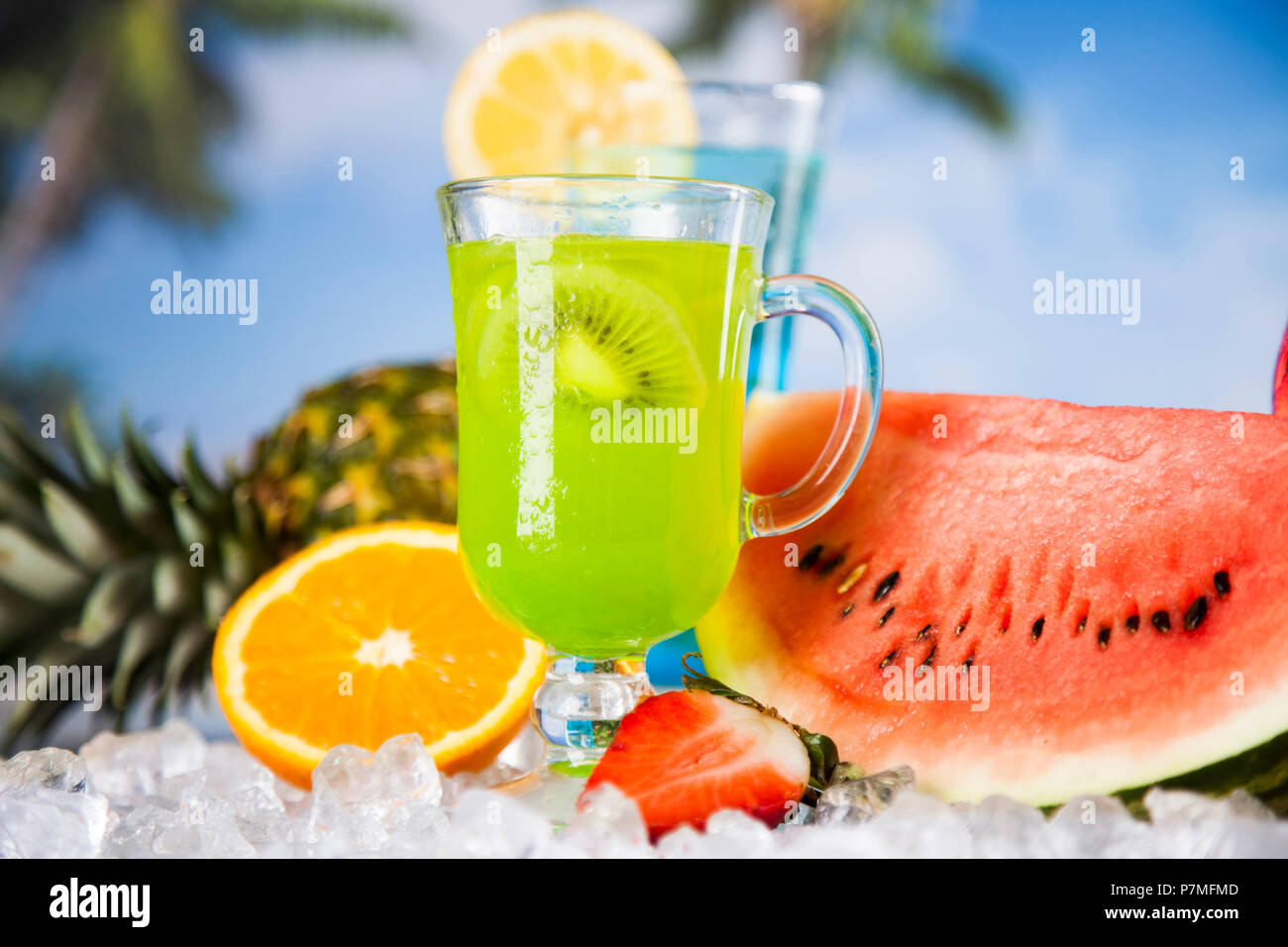 Variety of cold drinks, Summer Stock Photo Alamy