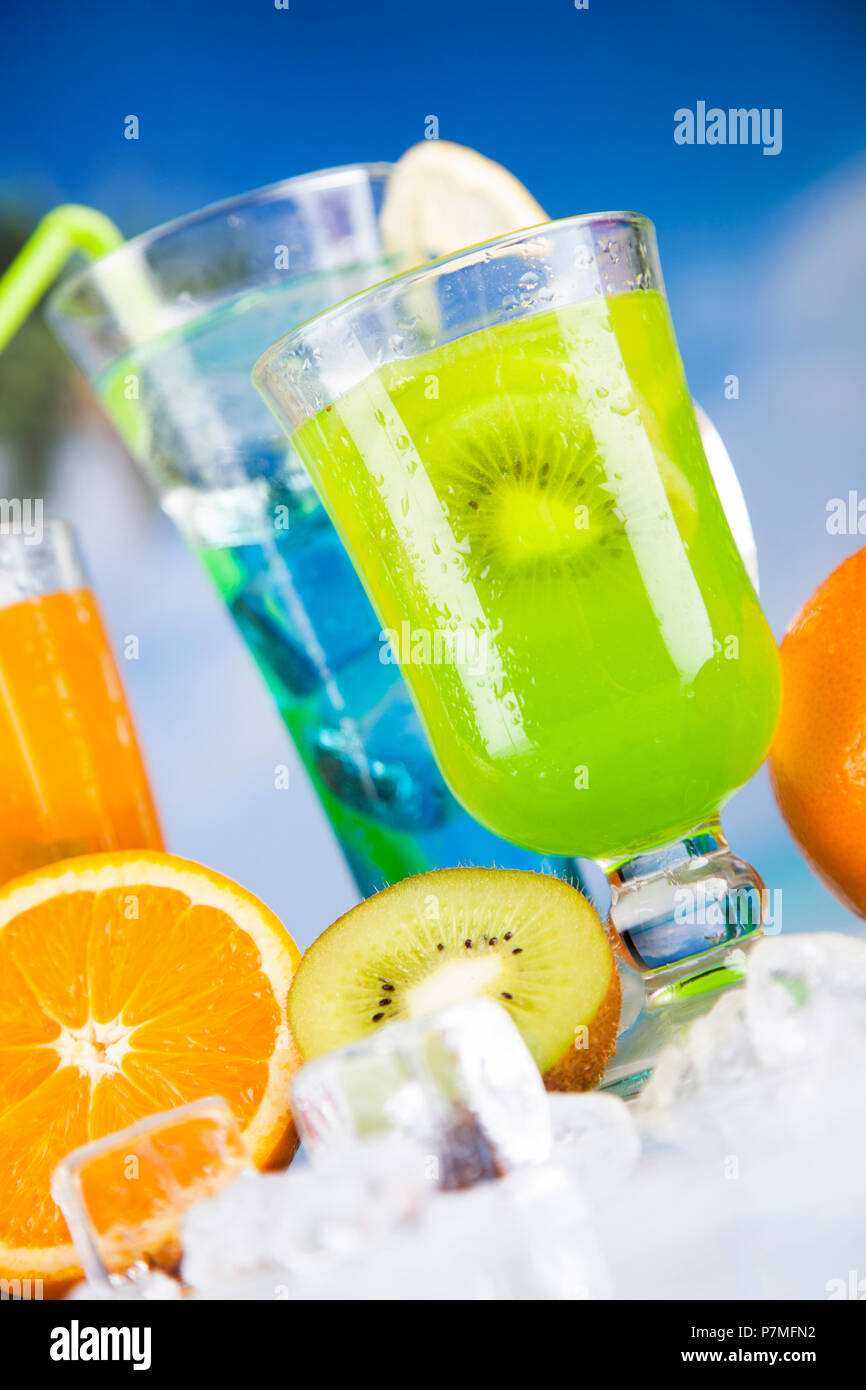 Variety of cold drinks, Summer Stock Photo Alamy