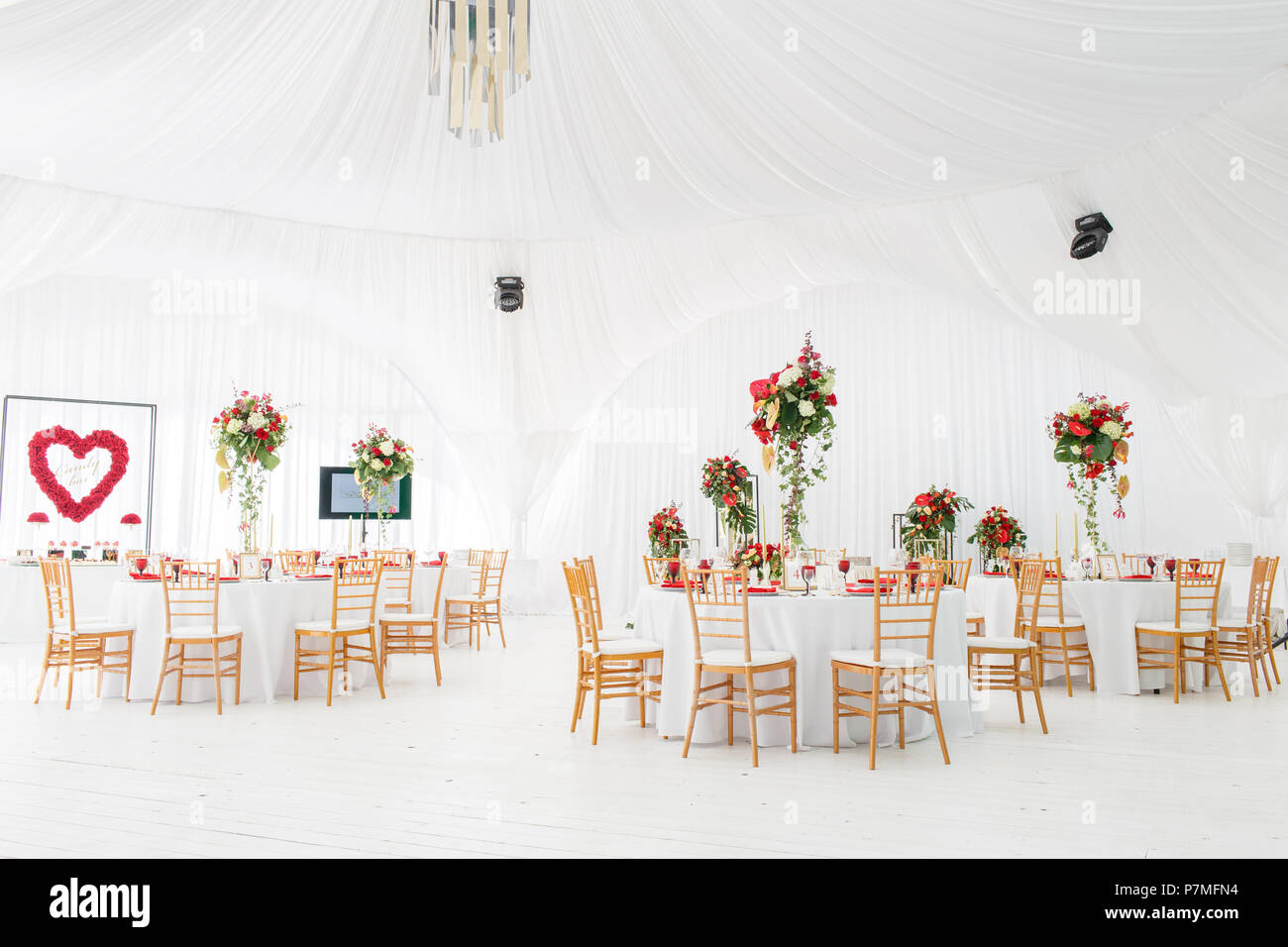 Beautiful Banquet Hall Under A Tent For A Wedding Reception