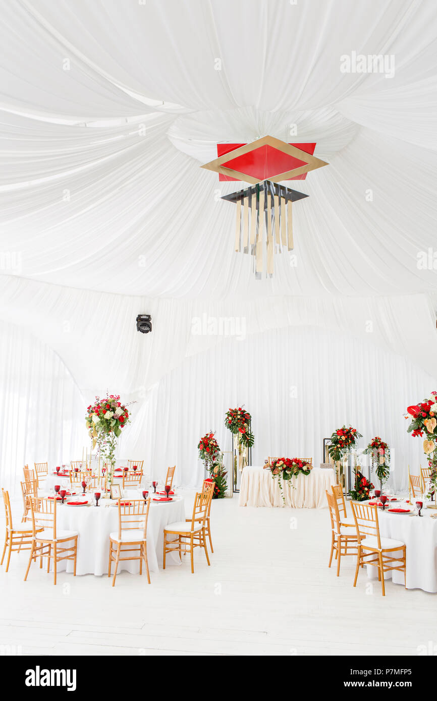 Beautiful Banquet Hall Under A Tent For A Wedding Reception