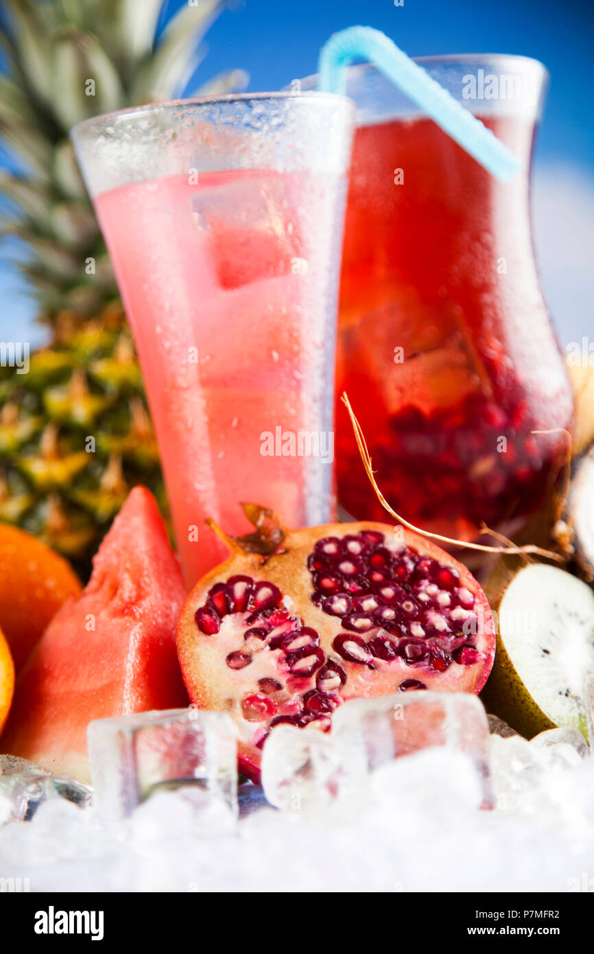 Variety of cold drinks, Summer Stock Photo Alamy