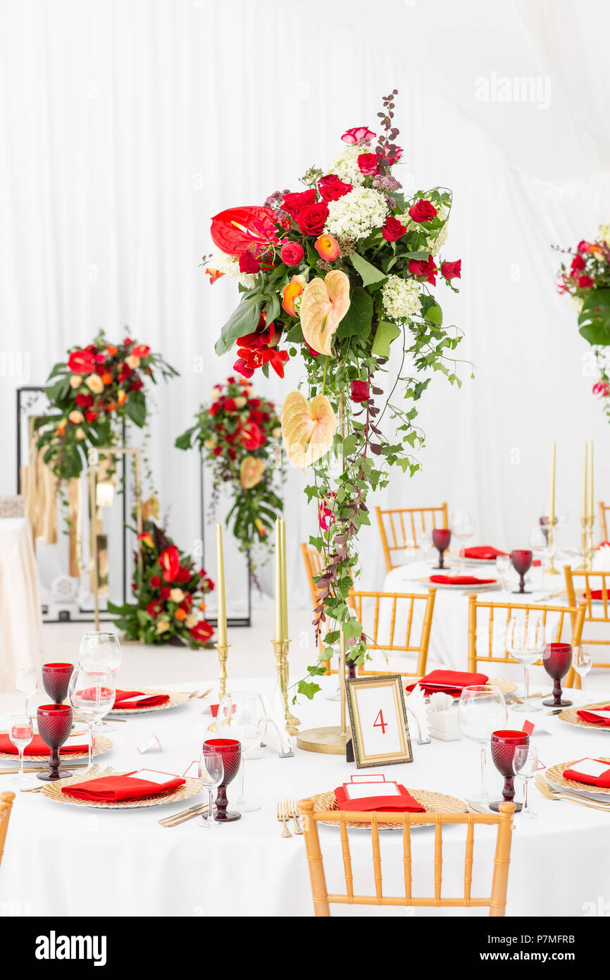 Beautiful Banquet Hall Under A Tent For A Wedding Reception
