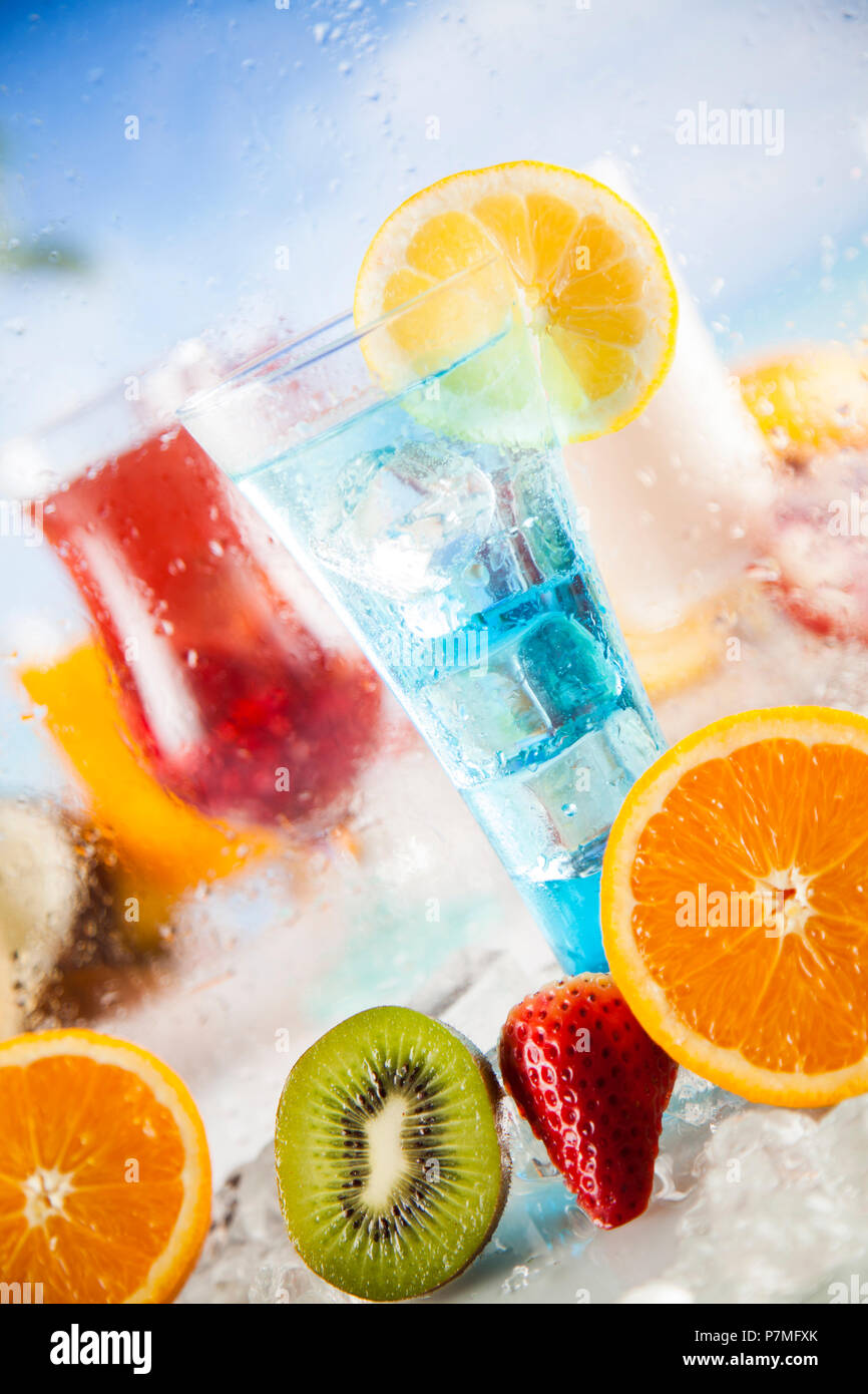Variety of cold drinks, Summer Stock Photo Alamy