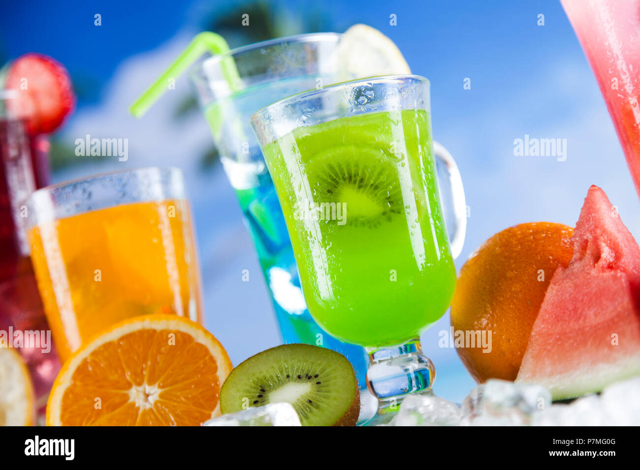 Variety of cold drinks, Summer Stock Photo Alamy