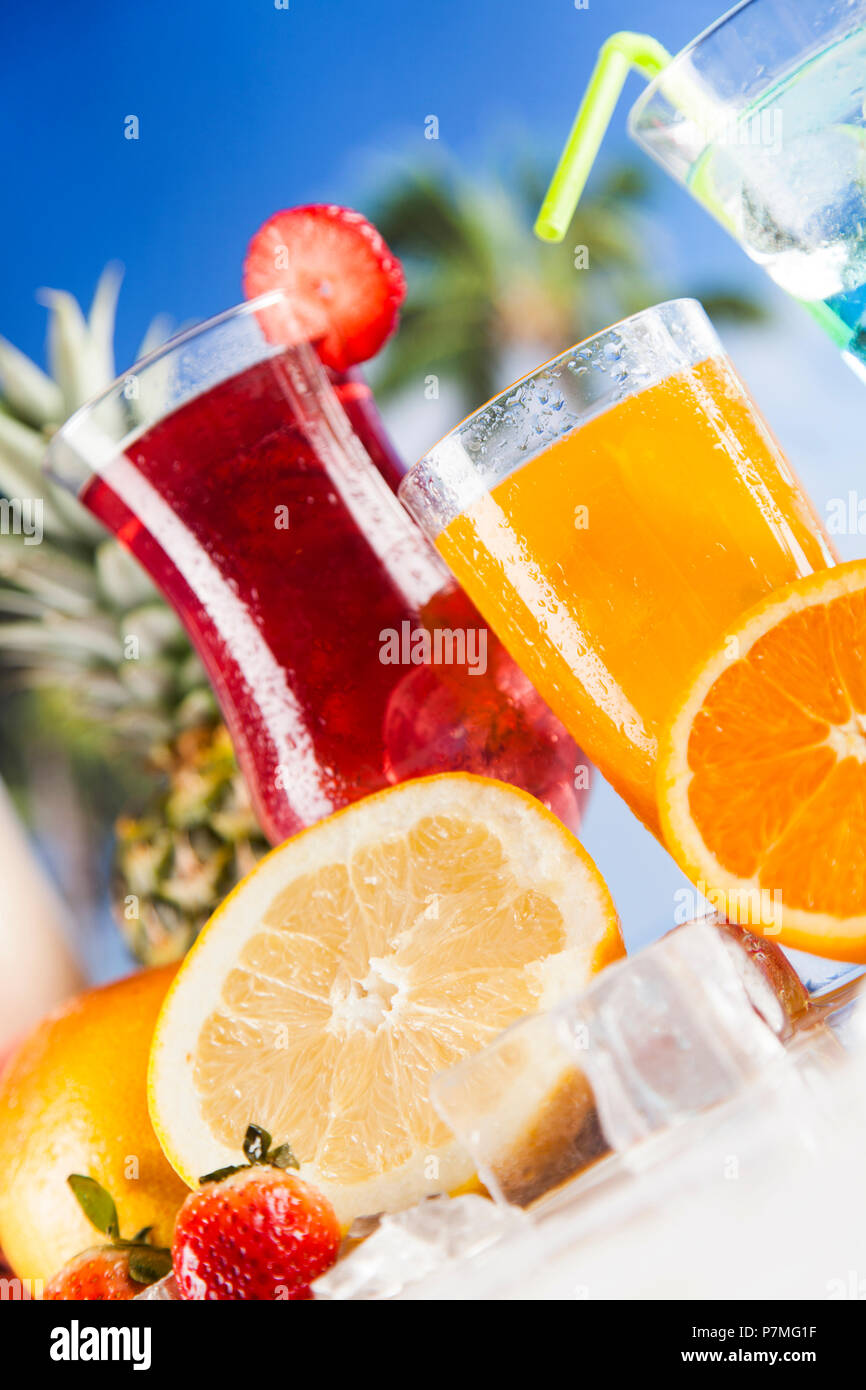 Variety of cold drinks, Summer Stock Photo Alamy