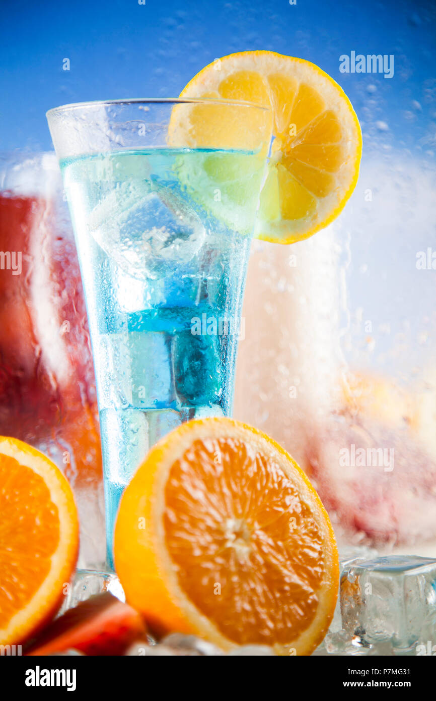Variety of cold drinks, Summer Stock Photo Alamy