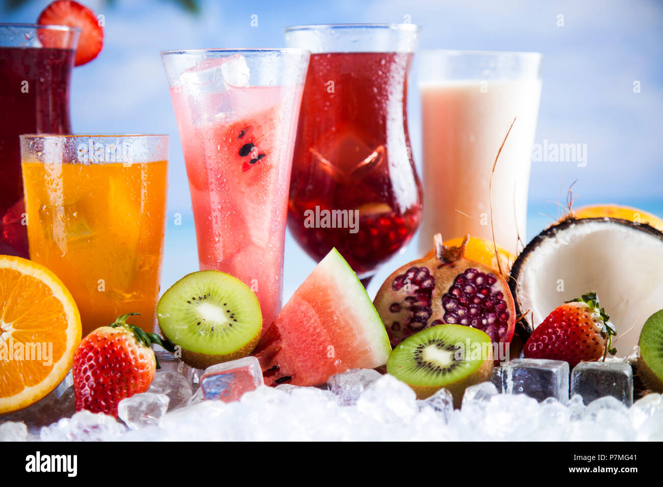 Variety of cold drinks, Summer Stock Photo Alamy
