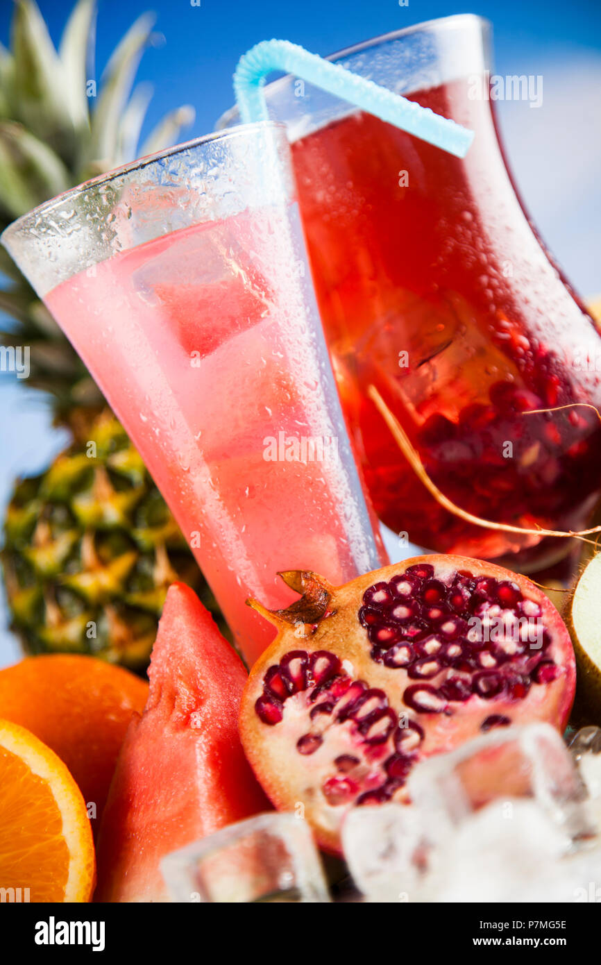 Variety of cold drinks, Summer Stock Photo Alamy