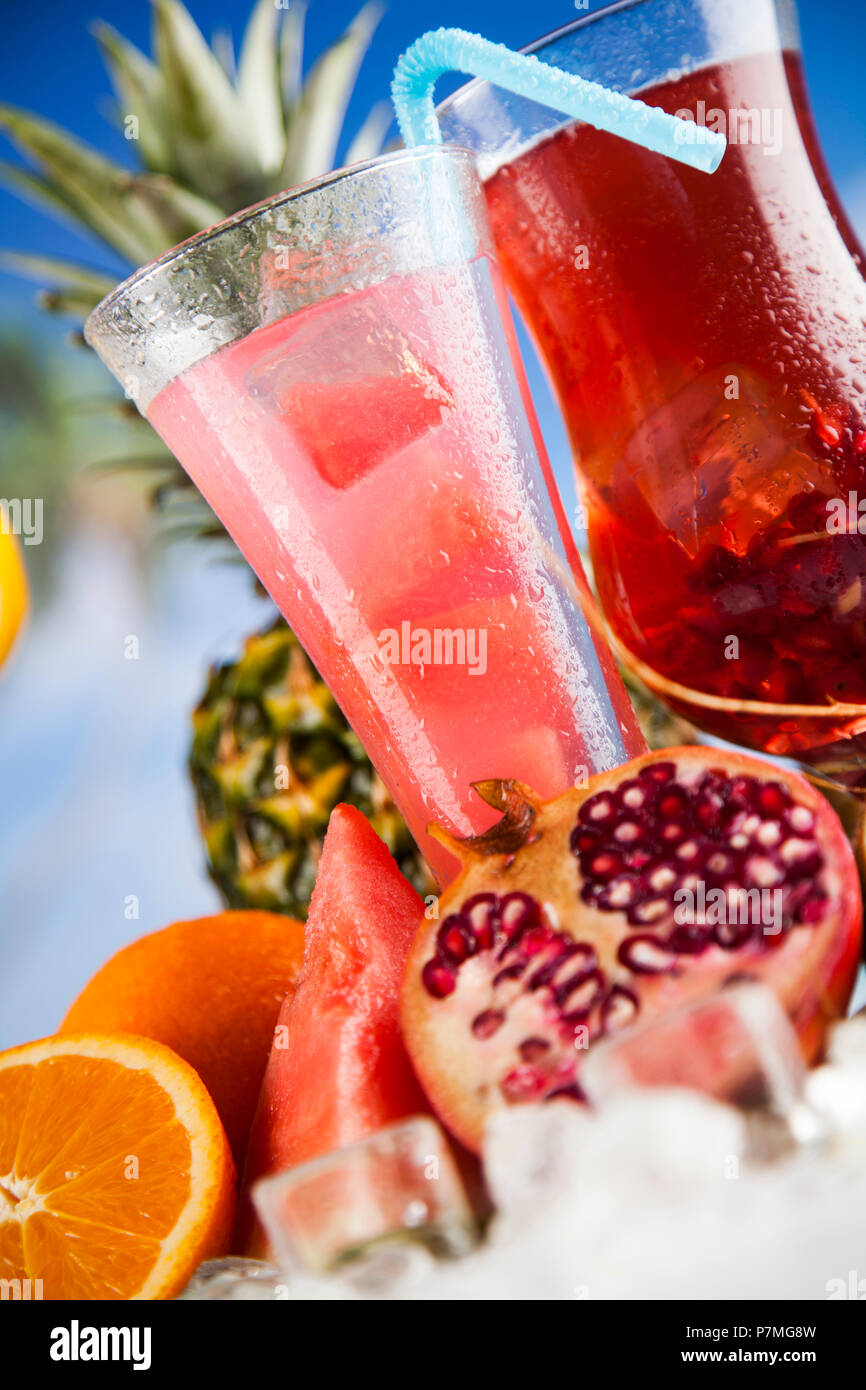 Variety of cold drinks, Summer Stock Photo Alamy