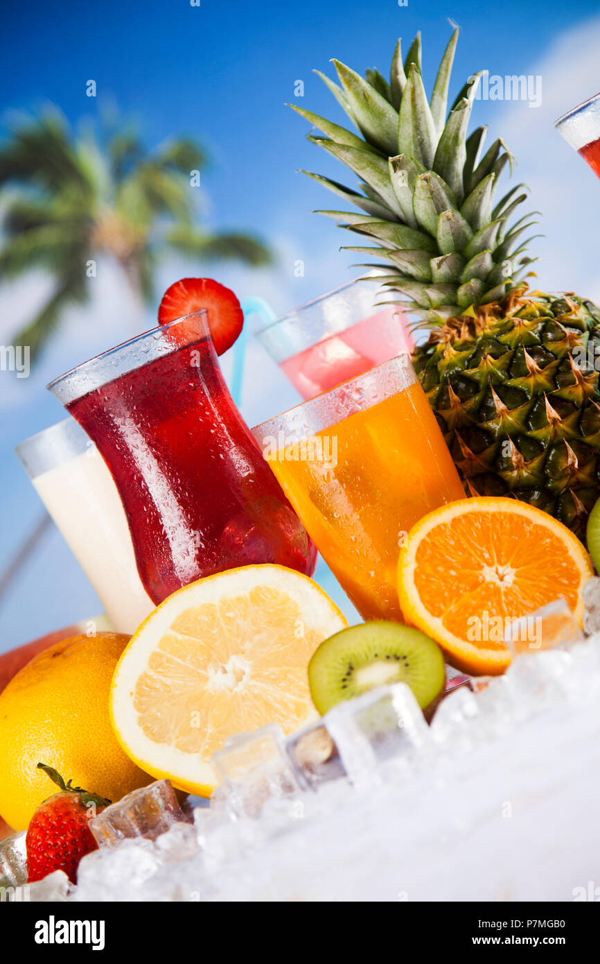 Variety of cold drinks, Summer Stock Photo Alamy
