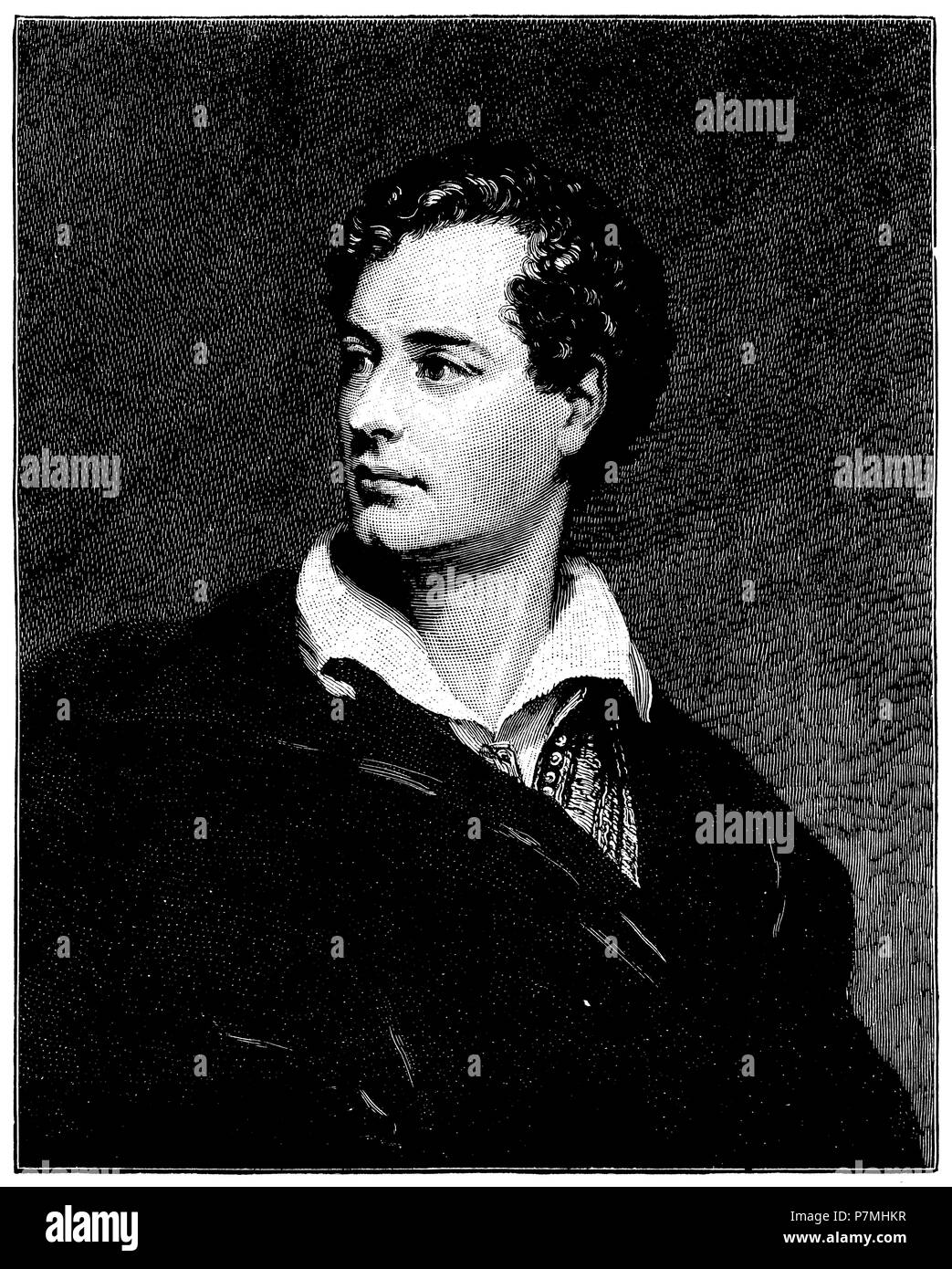 Lord Byron. After the painting by Th. Phillips,   1895 Stock Photo