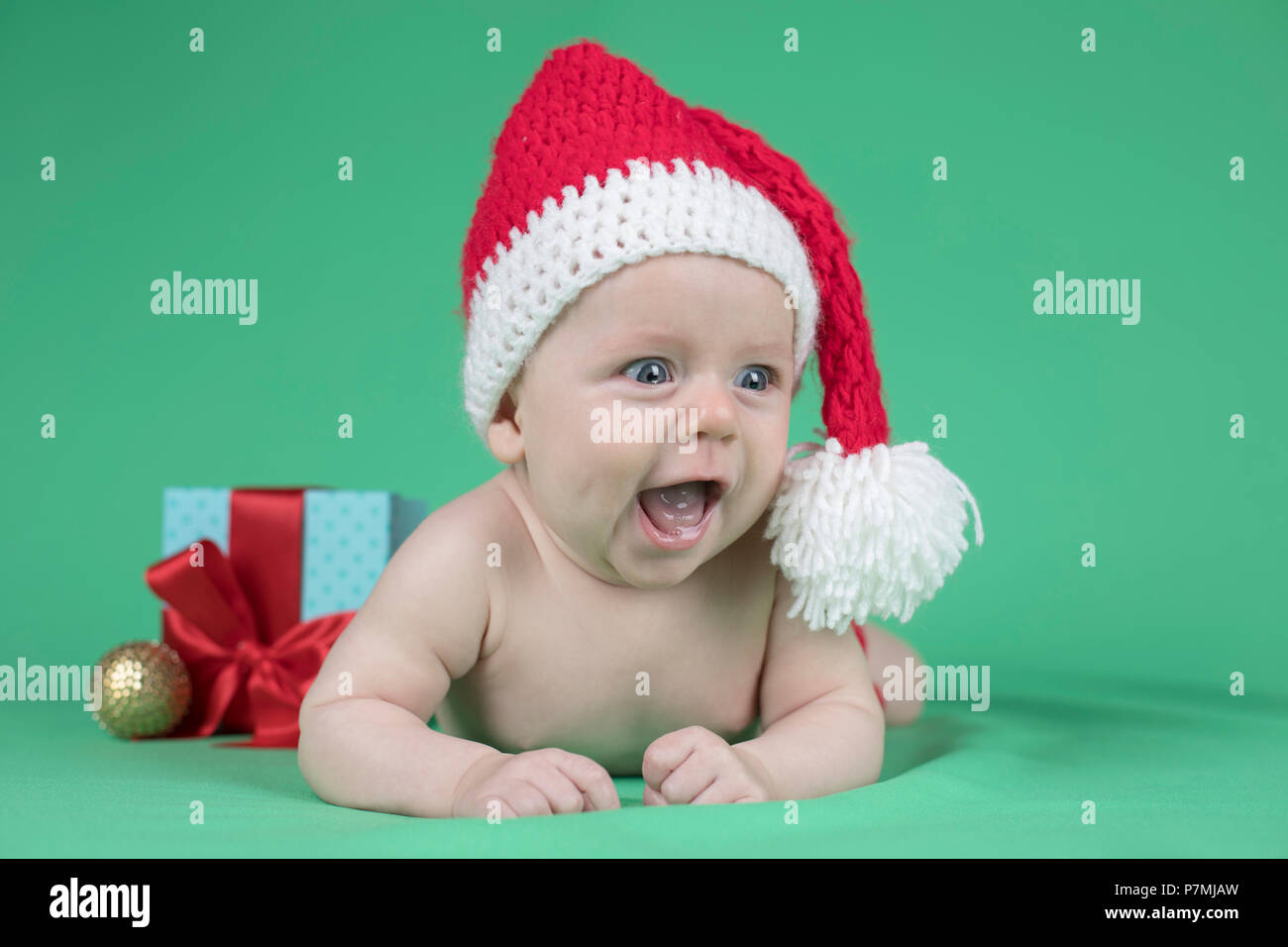 Happy Santa Christmas baby Stock Photo Alamy