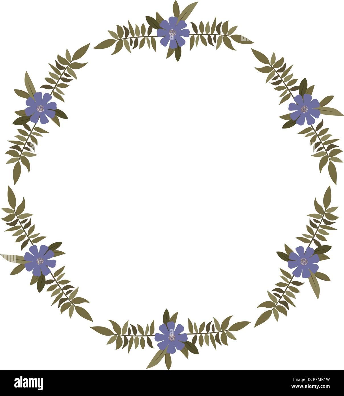 beautiful flower and leafs circular frame Stock Vector Image & Art - Alamy