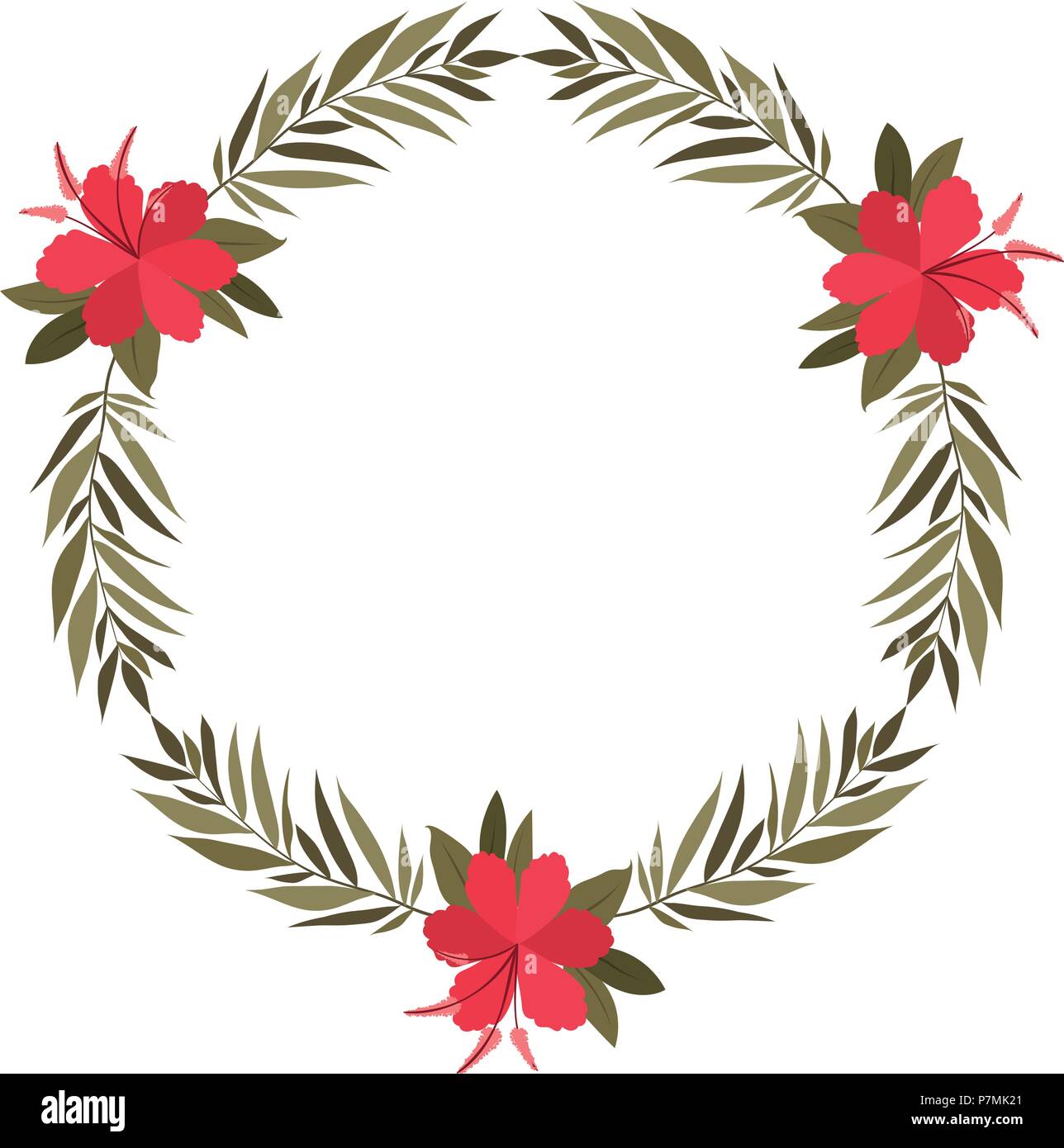 beautiful flower and leafs circular frame Stock Vector Image & Art - Alamy