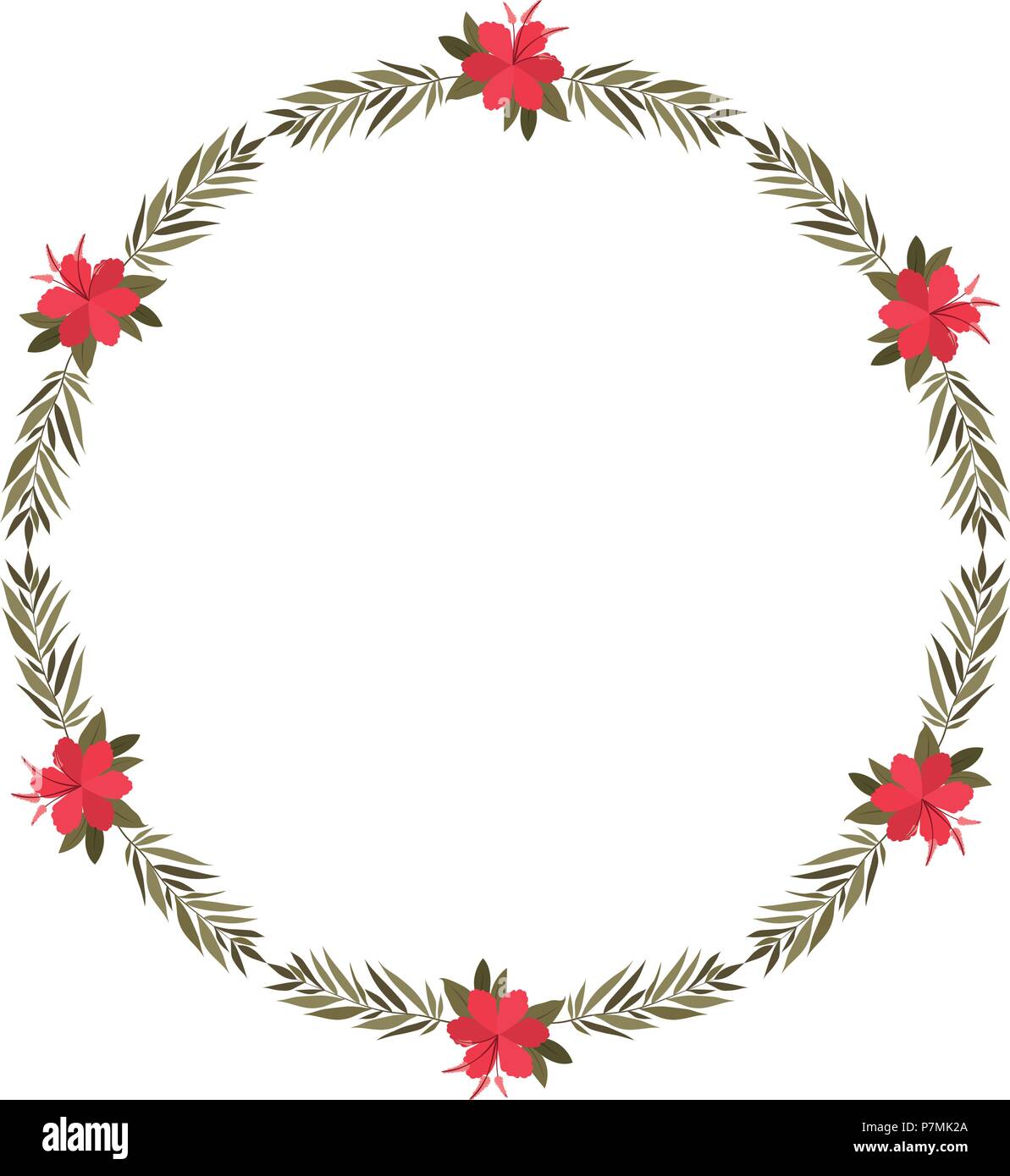 beautiful flower and leafs circular frame Stock Vector Image & Art - Alamy