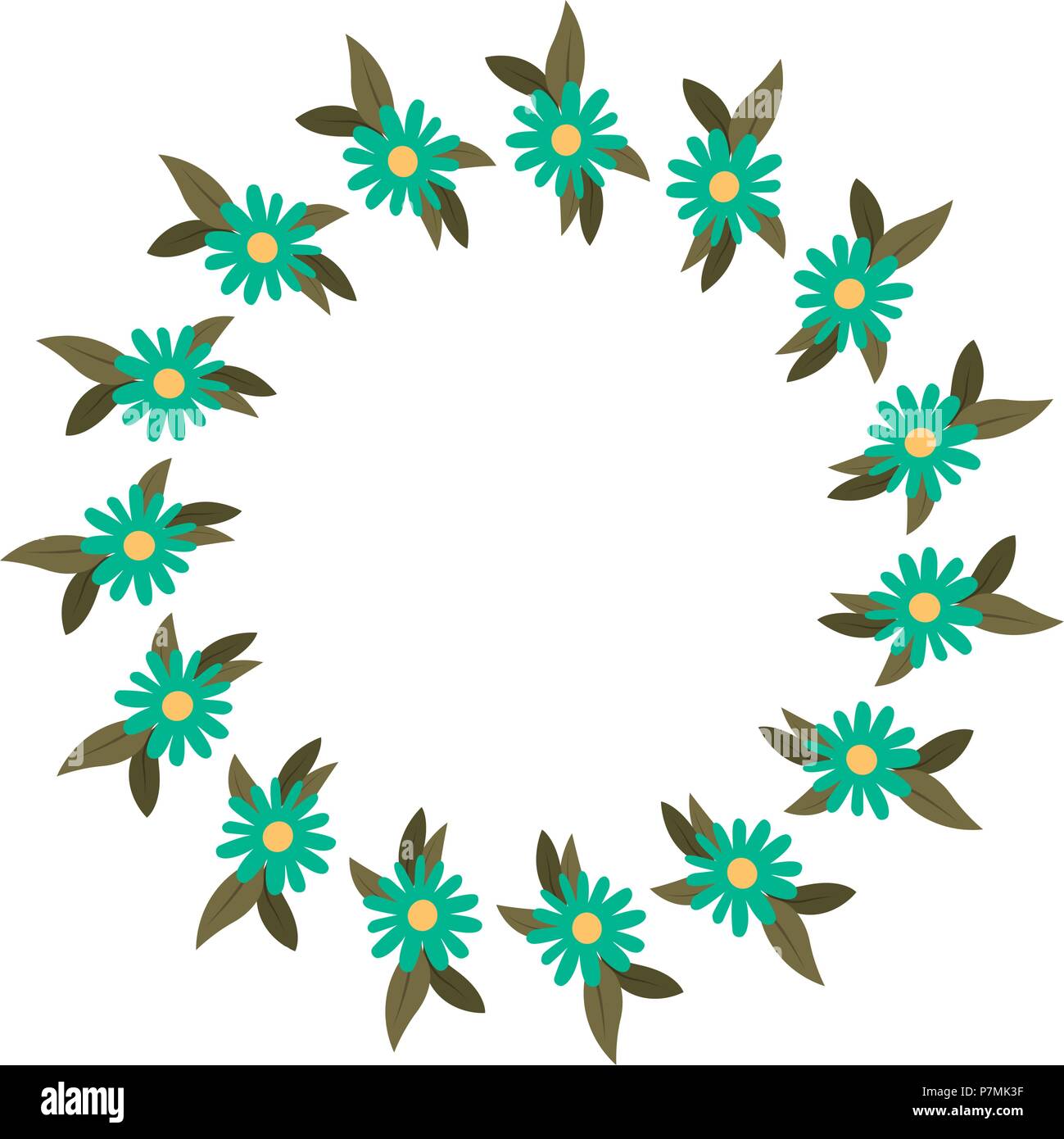 beautiful flower and leafs circular frame Stock Vector Image & Art - Alamy