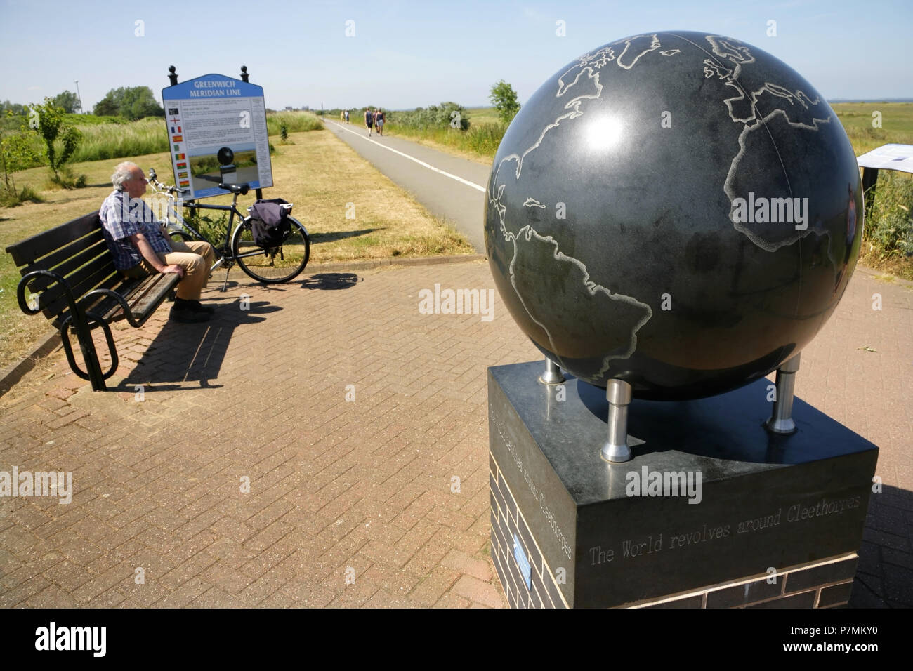 Meridian Point at the line of the Greenwich Meridian zero longitude, Cleethorpes, Lincolnshire