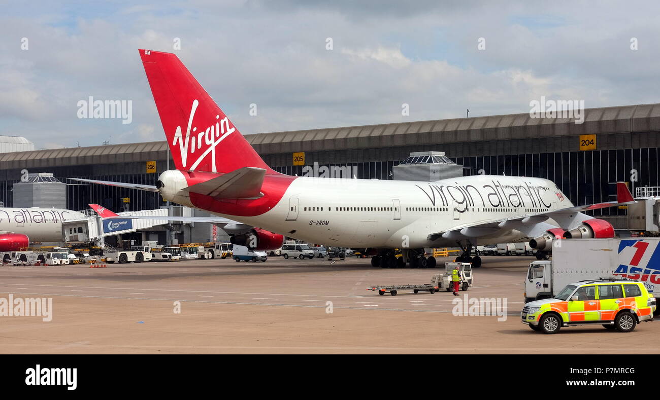 Virgin Atlantic 747 Jumbo at Manchester Ringway Airport Stock Photo