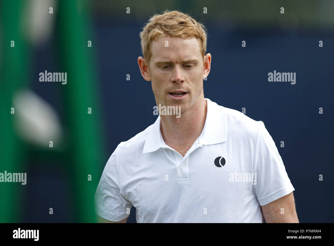 Edward Corrie, professional tennis player from the United Kingdom, during a match. Stock Photo