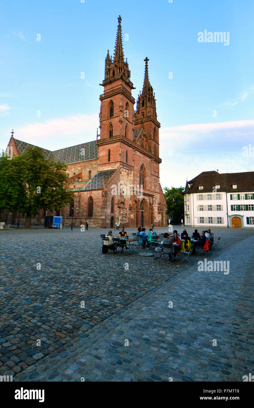 Switzerland, Basel, Münsterplatz, the Cathedral (Münster) Stock Photo
