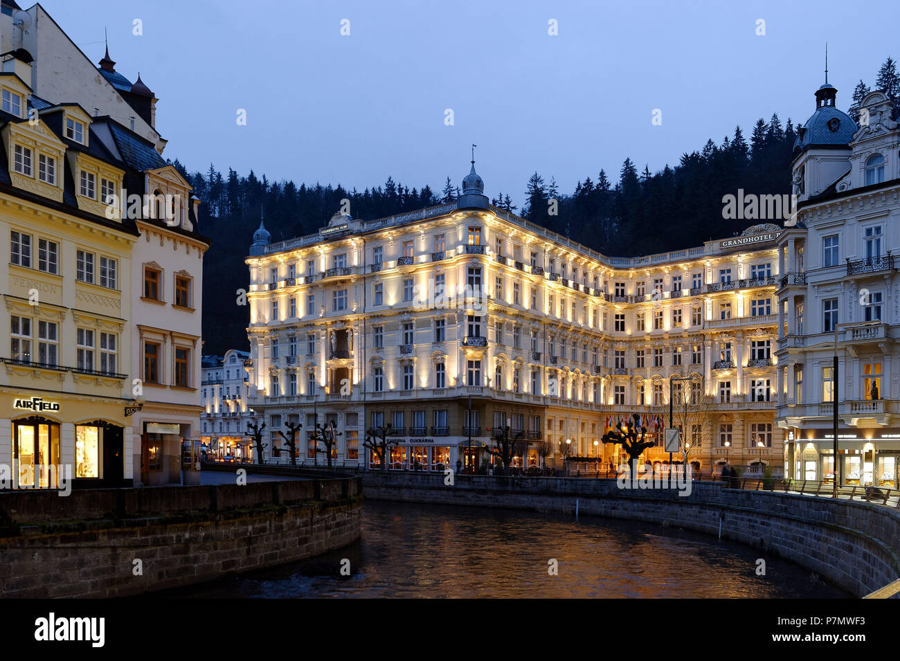 Czech republic, west Bohemia, historic old town of Karlsbad, Karlovy Vary, Grandhotel Pupp Stock Photo