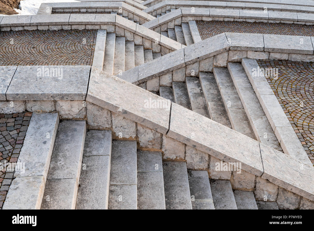 Monte Grappa, province of Treviso, Veneto, Italy, Europe, Stairs at the military memorial monument Stock Photo